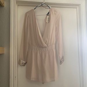 Forever 21 Blush Romper with sequin Sleeve Detail